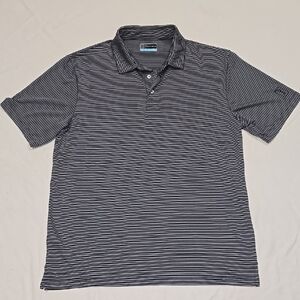 PGA Tour Black and White Striped Polo Shirt